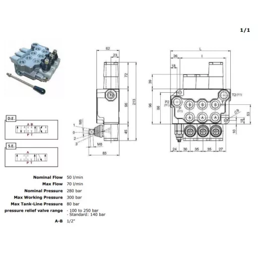 Distribuitor hidraulic FM55/5 1/2" 5P DDDDD